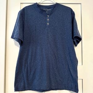 Lucky Brand Men's Heather Blue Short Sleeve Henley Shirt • XLarge